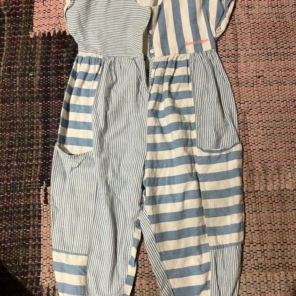 Vintage OshKosh B’gosh Striped Blue and White Jumpsuit